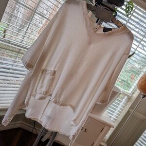 Cream V-Neck Poncho Top